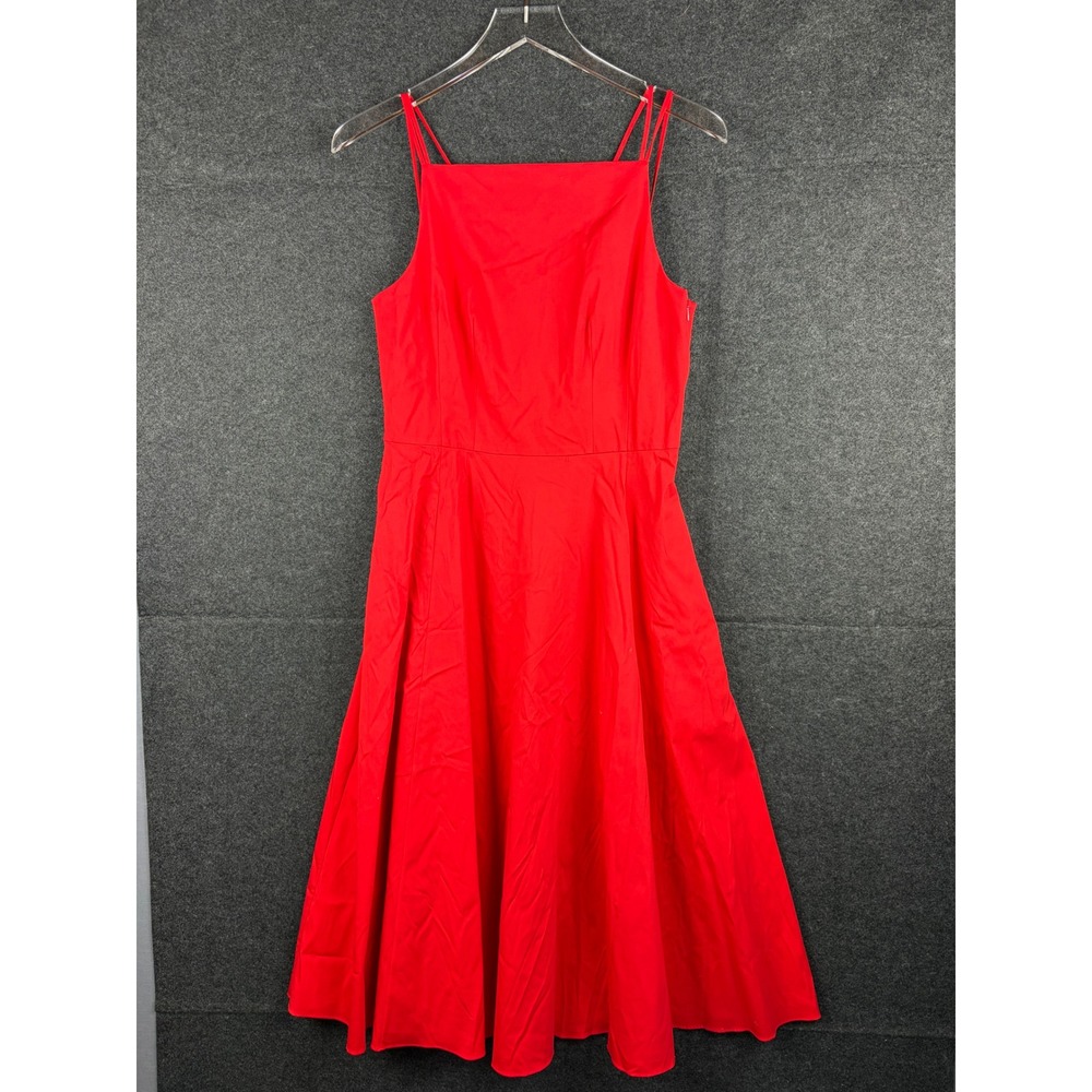Theory Square Neck Volume Dress Grenadine Red Luxe N0104611 Size 6 NWT